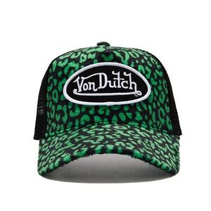 Von Dutch Green and Black Leopard Print Hat